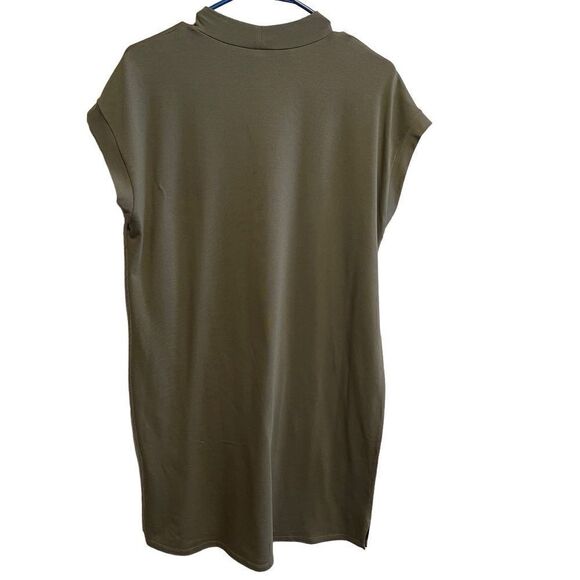 Eileen Fisher- Traceable Organic Cotton Stretch Mock Neck Dress in Olive, XSP - Picture 7 of 13